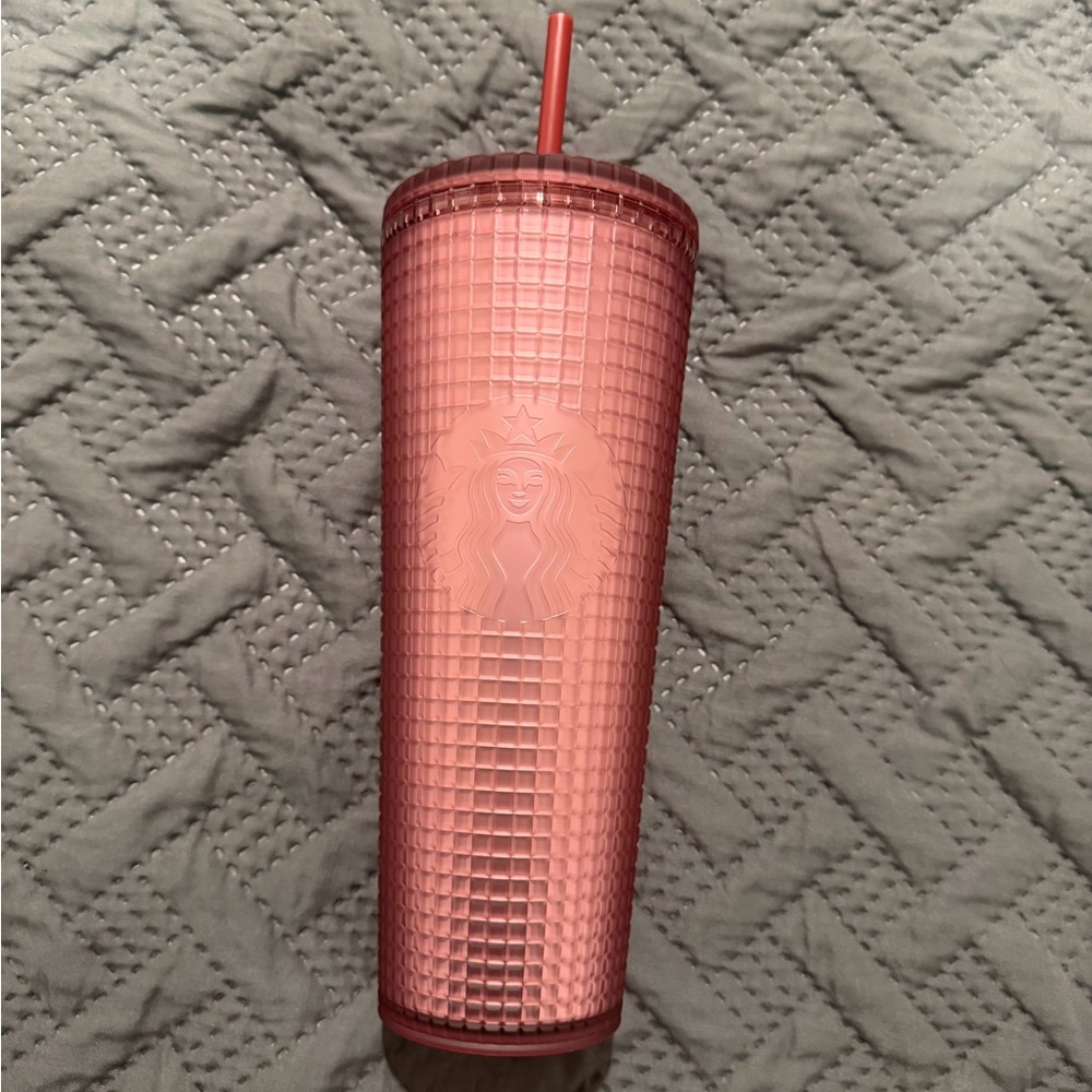 Starbucks Textured Pink Tumbler with Lid and Straw